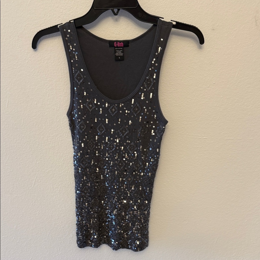 G-lish Women's Gray Sequin Tank Top
